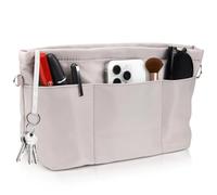 BINYI Taschenorganizer Shopper Innentasche für Handtasche Organizer aus Nylon Taschen Innen Wasserdicht mit Schlüsselbund und Reißverschluss Tasche Damen für Longchamp Tote Bag Handbag Purse (Grau)