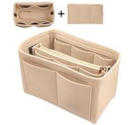 BINYI Taschenorganizer Shopper Innentasche für Handtaschen aus Filz Organizer Bag Taschen Innen Organizer Tasche Damen mit Reißverschluss für Longchamp Tote Bag Handbag Purse Handtasche (Beige)