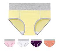 Bio Baumwolle Slip Damen Damen-Unterwäsche aus Baumwolle, hohe Taille, Stretch-Slip, weiche Unterhose, Damenhöschen mit vollständiger Abdeckung, 5er-Pack eamless Slips Damen High Waist (WH3, M)