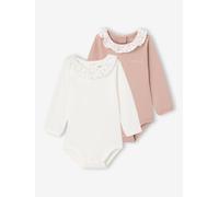 Bio-Kollektion: 2er-Pack Baby Bodys mit em Volantkragen rosa Gr. 62 von vertbaudet