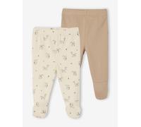 Bio-Kollektion: 2er-Pack Baby Jersey-Hosen mit Fuß beige Gr. 71 von vertbaudet