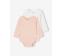Bio-Kollektion: 2er-Pack Baby Langarmbodys mit zartem Lochmuster rosa Gr. 71 von vertbaudet