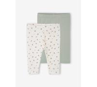 Bio-Kollektion: 2er-Pack Baby Leggings BASIC salbeigrün Gr. 74 von vertbaudet