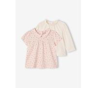 Bio-Kollektion: 2er-Pack Baby Shirts, Langarm & Kurzarm rosa Gr. 74 von vertbaudet