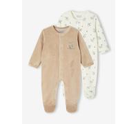 Bio-Kollektion: 2er-Pack Baby Strampler aus Samt beige Gr. 74 von vertbaudet