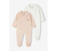 Bio-Kollektion: 2er-Pack Baby Strampler aus Samt rosa Gr. 50 von vertbaudet