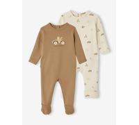 Bio-Kollektion: 2er-Pack Baby Strampler mit Aufdruck wollweiß Gr. 68 von vertbaudet