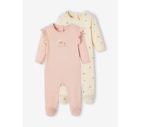 Bio-Kollektion: 2er-Pack Baby Strampler mit Bienen rosa Gr. 71 von vertbaudet