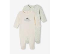 Bio-Kollektion: 2er-Pack Baby Strampler mit Dinos aqua Gr. 74 von vertbaudet