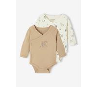 Bio-Kollektion: 2er-Pack Baby Wickelbodys mit langen Ärmeln beige Gr. 62 von vertbaudet