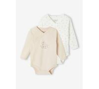 Bio-Kollektion: 2er-Pack Baby Wickelbodys mit langen Ärmeln rosa Gr. 74 von vertbaudet