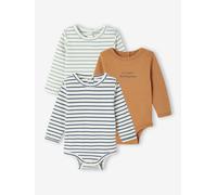 Bio-Kollektion: 3er-Pack Baby Bodys aus Interlock- & Rippjersey blau Gr. 56 von vertbaudet