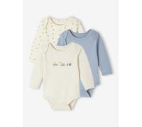 Bio-Kollektion: 3er-Pack Baby Bodys in Schlupfform, Traktoren blau Gr. 71 von vertbaudet