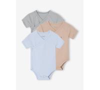 Bio-Kollektion: 3er-Pack Baby Kurzarm-Bodys in Wickelform PETIT COEUR himmelblau Gr. 74 von vertbaudet