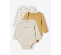 Bio-Kollektion: 3er-Pack Baby Schlupf-Bodys beige Gr. 56 von vertbaudet