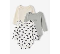 Bio-Kollektion: 3er-Pack Baby Schlupfbodys salbeigrün Gr. 56 von vertbaudet