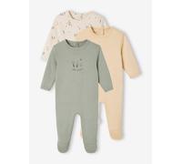 Bio-Kollektion: 3er-Pack Baby Strampler BASIC grün Gr. 62 von vertbaudet