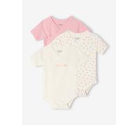 Bio-Kollektion: 3er-Pack Baby Wickelbodys mit kurzen Ärmeln PETIT COEUR rosa Gr. 56 von vertbaudet