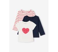 Bio-Kollektion: 3er-Pack Mädchen Shirts BASIC, Langarm & Kurzarm rot Gr. 74 von vertbaudet
