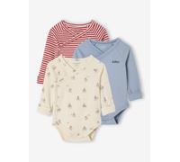 Bio-Kollektion: 3er-Pack mitwachsende Baby Bodys mit Matrosenmotiv rot Gr. 74 von vertbaudet