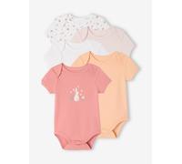Bio-Kollektion: 5er-Pack Baby Bodys mit kurzen Ärmeln, Hase & Blumen set weiß Gr. 56 von vertbaudet