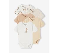 Bio-Kollektion: 5er-Pack Baby Kurzarm-Bodys mit Heißluftballon wollweiß Gr. 56 von vertbaudet