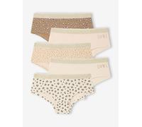 Bio-Kollektion: 5er-Pack Mädchen Shortys Leo & Love wollweiß Gr. 92/98 von Vertbaudet