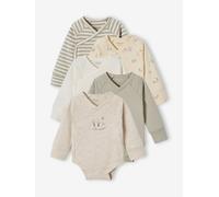 Bio-Kollektion: 5er-Pack mitwachsende Baby Langarmbodys salbeigrün Gr. 74 von vertbaudet