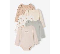 Bio-Kollektion: 5er-Pack mitwachsende Baby Wickelbodys, Langarm wollweiß Gr. 80 von vertbaudet