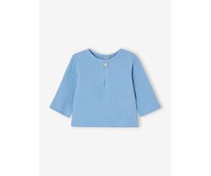 Bio-Kollektion: Baby Langarm-Hemdbluse aus Musselin hellblau Gr. 74 von Vertbaudet