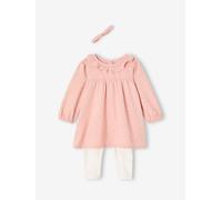 Bio-Kollektion: Baby-Set aus Kleid, Leggings & Haarband, Herzen rosa Gr. 74 von vertbaudet