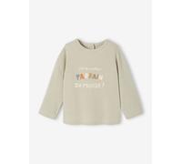 Bio-Kollektion: Baby Shirt mit Druckknöpfen & Message graugrün Gr. 80 von vertbaudet