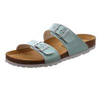 Bio Life Damen Pantolette aus Kunstleder in Grün Metallic mit doppeltem Riemen und Weichfußbett. grün Gr. 36