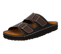 Bio Life Herren Pantolette aus Kunstleder in Schwarz Braun mit Weichfußbett aus Echtleder. schwarz/braun Gr. 45