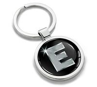 Biomar Labs® Schlüsselanhänger Buchstabe Metall Keyring Buchstaben Initialen Alphabet Autoschlüssel Geschenk Metall-Schlüsselanhänger Schlüsselbund Edelstahl Silber E, KK 5