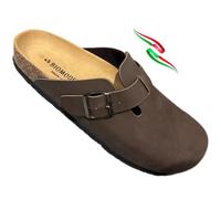 BIOMODEX CIABATTE Unisex-Sandalen aus Kunstleder mit verstellbarem Schnallenriemen und anatomischem Fußbett, hergestellt in Italien, dunkelbraun, 45 EU