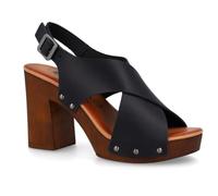 BioNatura, A11BAHIA Toronto, Sandalen mit Absatz Leder, Schwarz , 37 EU