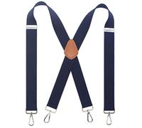 Bioterti Herren Hosenträger mit 4 Karabinerhaken, strapazierfähig, X-Rücken, 3,6 cm, Marineblau, Einheitsgröße