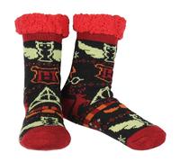 Bioworld Harry Potter Damen-Socken mit Hogwarts-Ikonen, gestrickt, Fleece, gefüttert, Schuhgröße 38-45, für Damen und Herren