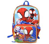Bioworld Kinder-Rucksack und Lunchtasche-Set - Spidey & Friends 40,6 cm leichte Schul-Büchertasche mit isolierter Lunchtasche - perfekt für Vorschule und Grundschule Jungen