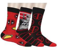 Bioworld Marvel Deadpool The Degenerate Herren-Socken, wadenhoch, Größe 42-47, 3er-Pack, Mehrfarbig, Einheitsgre