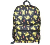 Bioworld Pokemon Pikachu All Over Print 40,6 cm Kinder-Rucksack - bunte Cartoon-Schultasche mit Fronttasche und seitlichem Netz, leichter Reiserucksack für Jungen und Mädchen