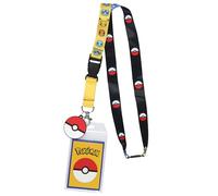 Bioworld Pokemon Schlüsselband | Gotta Catch Em' All Pikachu Bulbasaur Squirtle Charmander Breakaway ID Badge Holder Lanyard w/ 5.1 cm Pokeball Pendant (Multicolor, One Size)