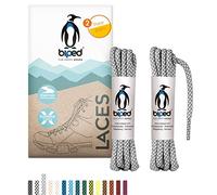 biped LACES 2 Paar bicolor Rope Schnürsenkel rund aus Polyester ø 4,5 mm extra robust - reißfeste bunte Schuhbänder für Outdoor, Sport, Stiefel und Sneaker z2918(#B04 grey/white,120 cm)