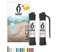 biped LACES 2 Paar bicolor Rope Schnürsenkel rund aus Polyester ø 4,5 mm extra robust - reißfeste bunte Schuhbänder für Outdoor, Sport, Stiefel und Sneaker z2918(#B15 grey/black,180 cm)