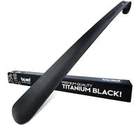 biped Metall Schuhlöffel lang, aus gebürstetem Edelstahl - Extra stabiler Schuhanzieher in dekorativer Geschenkbox - Rückenschonender langer Schuhlöffel in Premium Qualität z2932(43cm,titanium black)