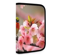 Bird in Pfirsichbaum, multifunktionale, kompakte Brieftasche, Ausweis, Stronghold Waltlet, Kreditkartenhalter, Geldbörse, Reißverschluss, Ledertasche, RFID-blockierend, Bifold Wallet für Männer und