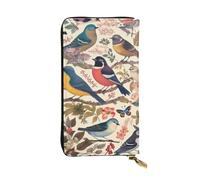 Birds in My Garden Ledergeldbörsen für Damen und Herren, RFID-blockierend, großes Fassungsvermögen, Kreditkartenetui mit Reißverschluss, Handy-Clutch, Handtasche, Reise-Geldbörse, Geschenke für