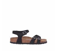 Birkenstock 1029526 Kumba SFB Black Sandalen für Damen aus Leder, dreifach Schnalle, Schwarz , 35 EU Stretta