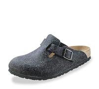 BIRKENSTOCK 160581 Boston Damen Herren Clog aus Filz Lederfußbett Normale Weite,Grau (Anthrazit),45 EU
